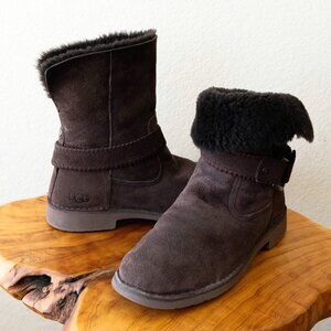 EUC! UGG CEDRIC BROWN SUEDE SHEARLING BOOTS SZ 10